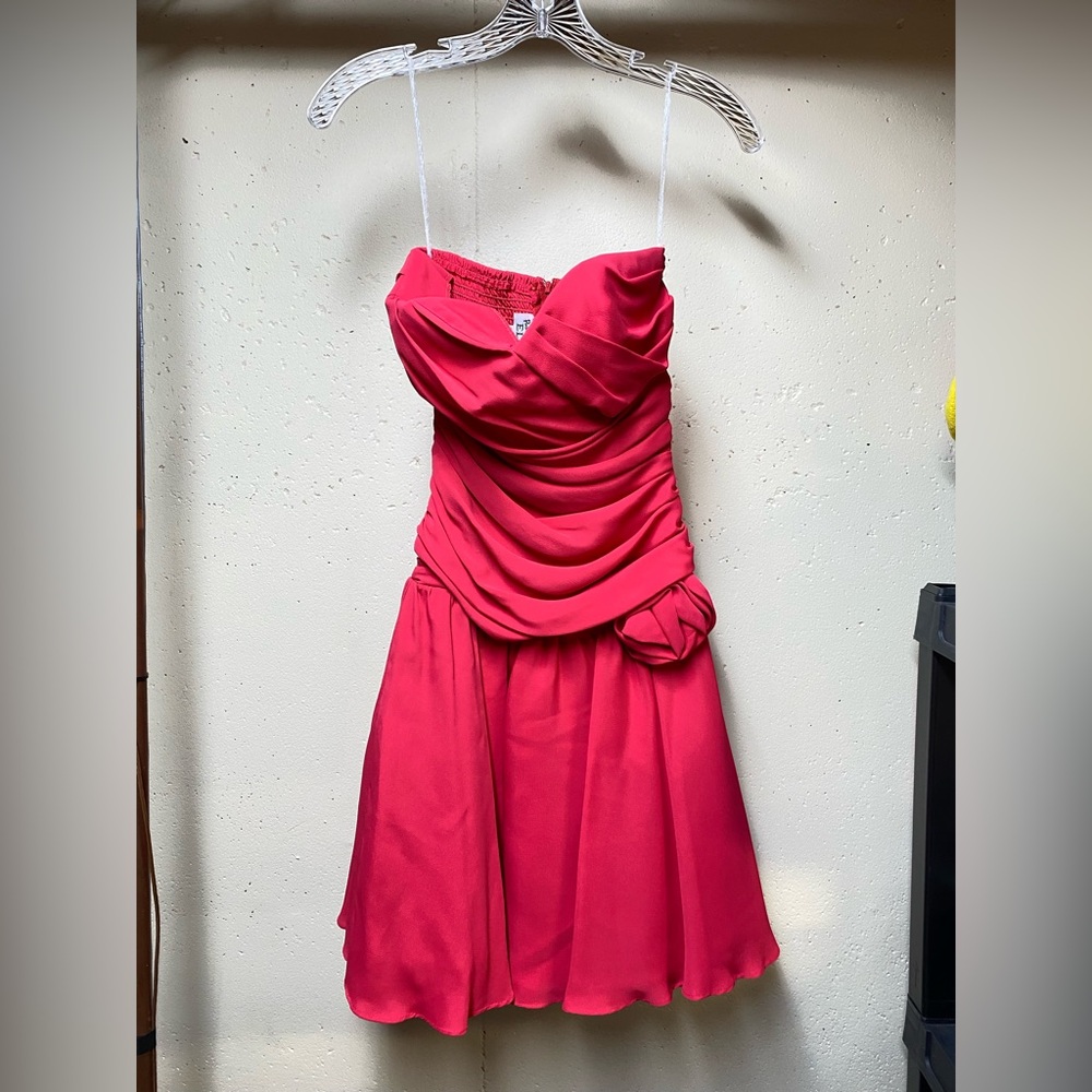 Vtg Positively Ellyn Pink Strapless Party Cocktail Prom Dress Sz 6 Made In USA